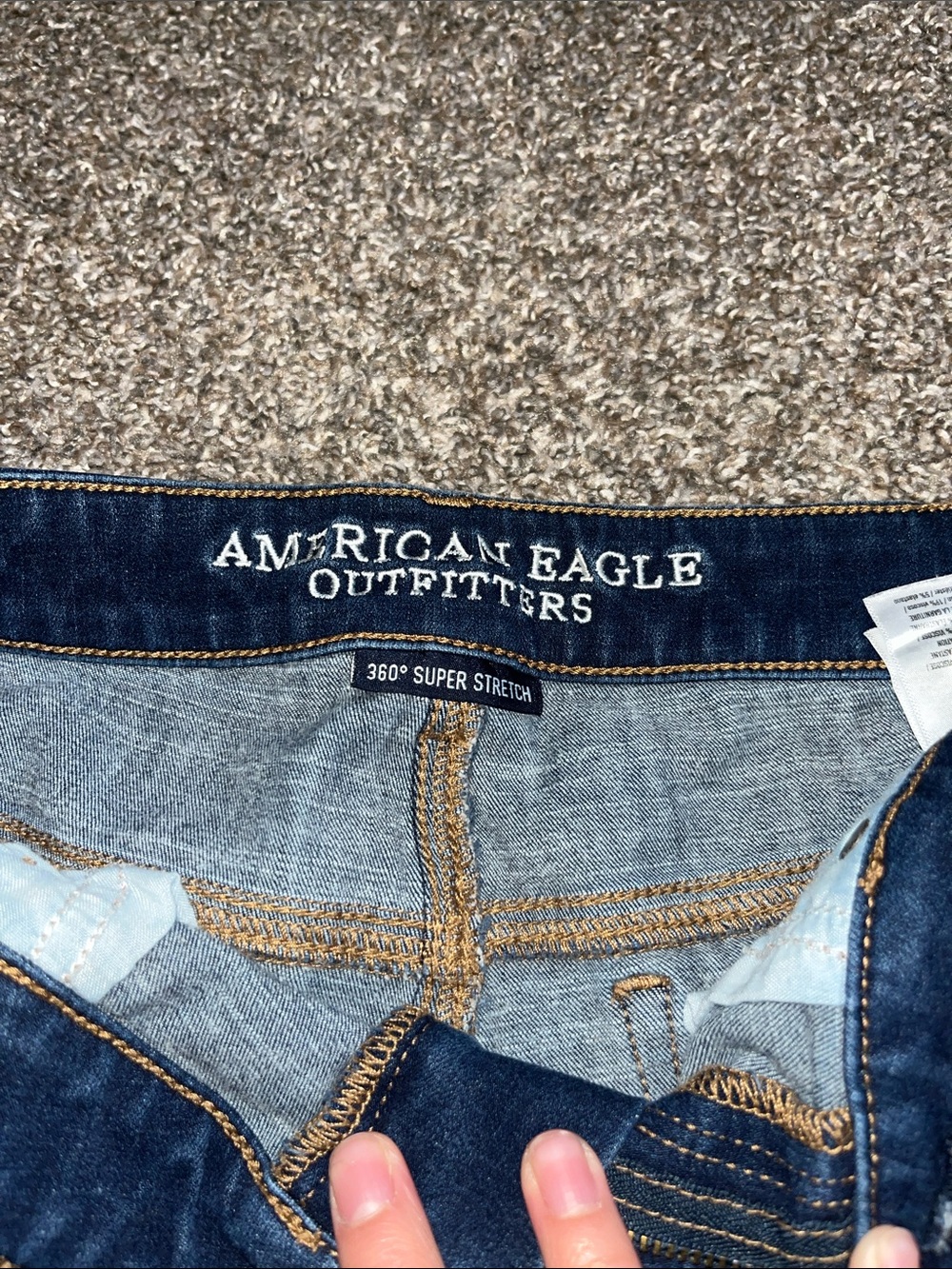 American Eagle Outfitters Dark Blue Distressed Cutoff Jean Shorts - Picture 2 of 4